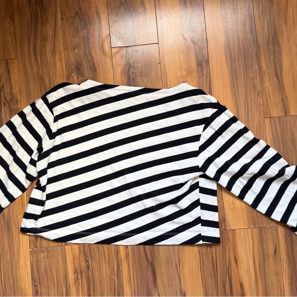 Maeve black/white stripes boatneck top - Picture 5 of 11